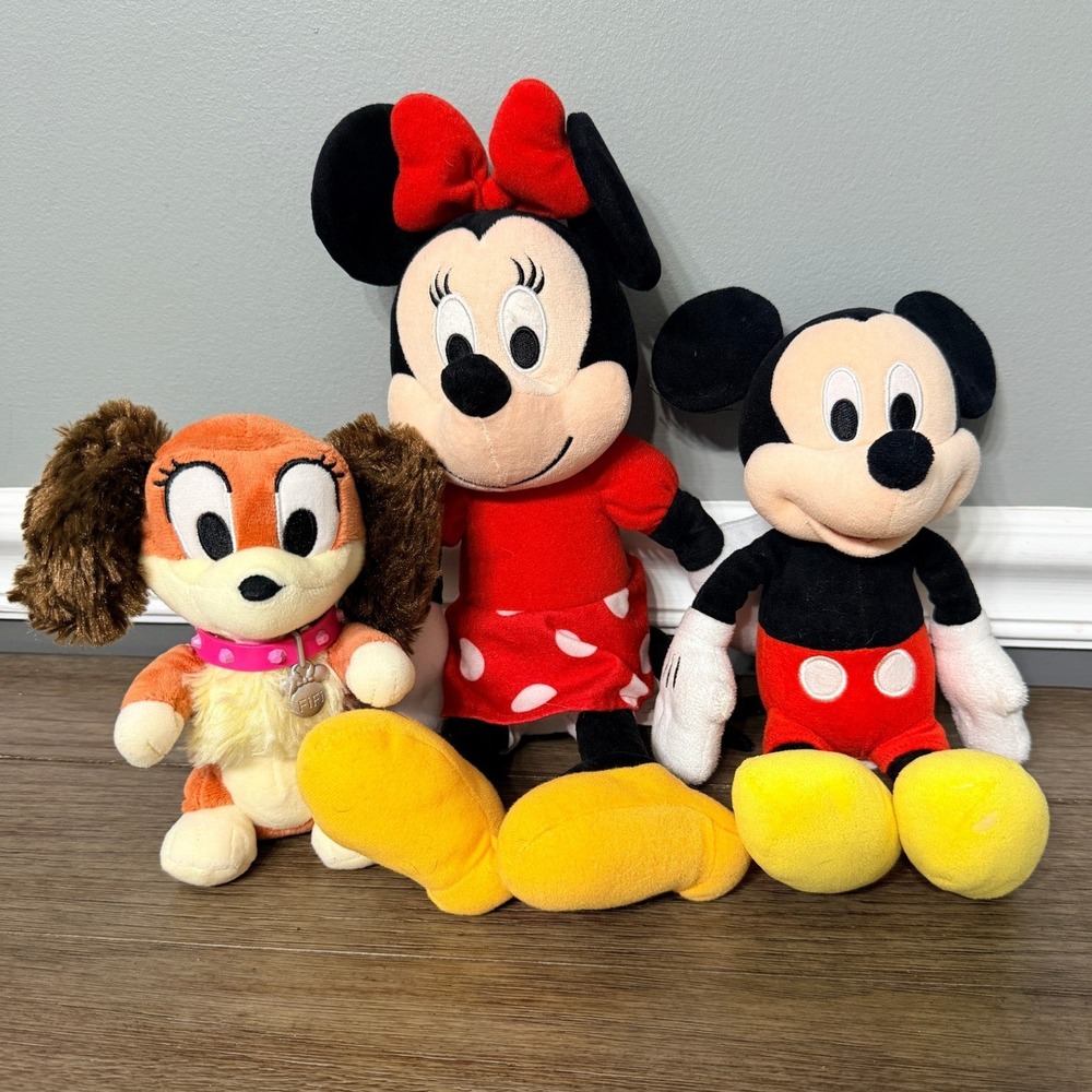 Disney Mickey Minnie Mouse Fifi the Poodle Plush Set Kohls Cares Just Play Lot 3